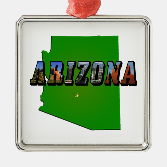 Adorno Metálico Mapa de Arizona y texto de imagen (Frente)