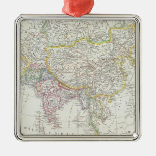 Adorno Metálico Mapa de Asia