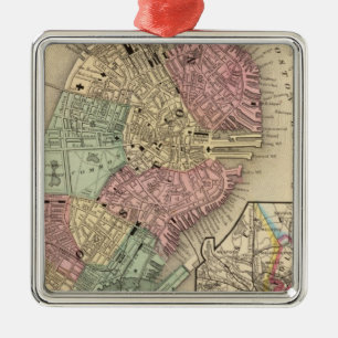 Adorno Metálico Mapa de Boston de Mitchell