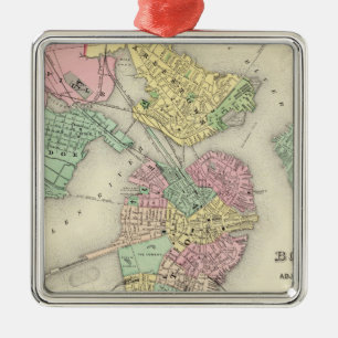 Adorno Metálico Mapa De Boston Y Ciudades Adyacentes