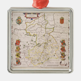 Adorno Metálico Mapa de Cambridgeshire, publicado en Amsterdam c.1