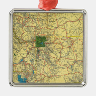 Adorno Metálico Mapa de camino Idaho, Mont, mapa de Wyo