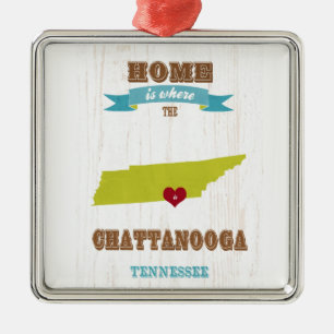 Adorno Metálico Mapa de Chattanooga, Tennessee - casero es donde