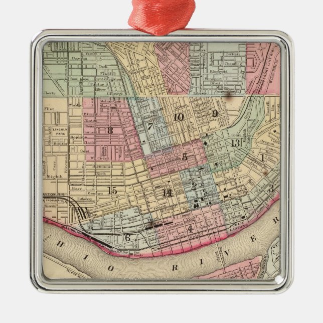 Adorno Metálico Mapa de Cincinnati de Mitchell (Frente)