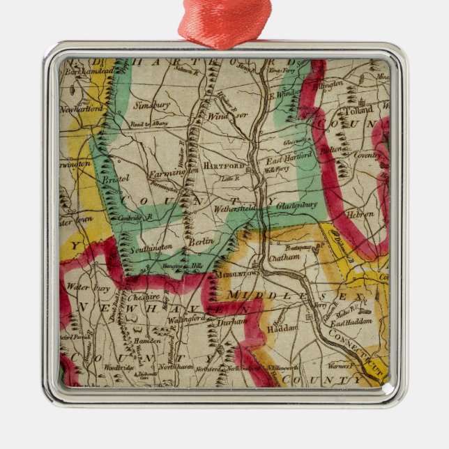 Adorno Metálico Mapa de Connecticut (Frente)