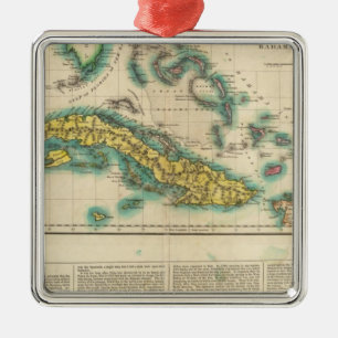 Adorno Metálico Mapa de Cuba y de las islas de Bahama