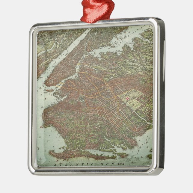 Adorno Metálico Mapa de época de Brooklyn NY (1908) (Izquierda)