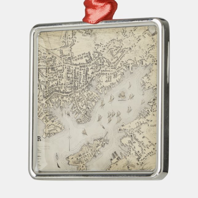 Adorno Metálico Mapa de época de Gloucester Massachusetts (1873) (Izquierda)