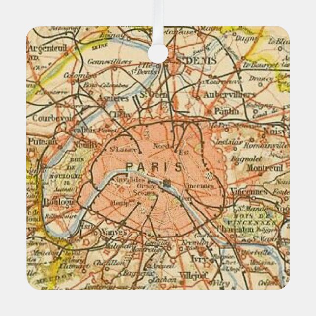 Adorno Metálico Mapa de época de París (Anverso)