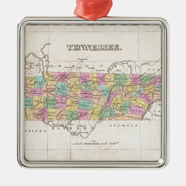 Adorno Metálico Mapa de época de Tennessee (1827) (Frente)