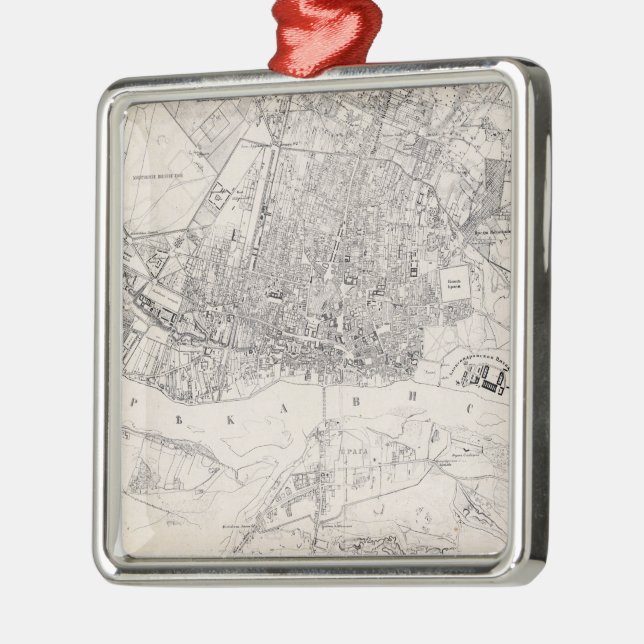 Adorno Metálico Mapa de época de Varsovia Polonia (1836) (Izquierda)