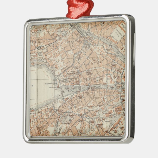 Adorno Metálico Mapa de época de Zúrich Suiza (1913) (Izquierda)