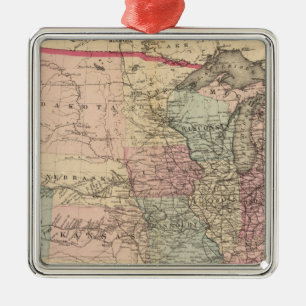 Adorno Metálico Mapa de Estados Unidos con ruta Pony Express