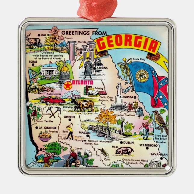 Adorno Metálico Mapa de Georgia (Frente)