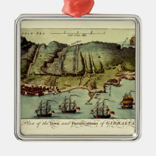 Adorno Metálico Mapa de Gibraltar 1765