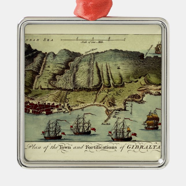 Adorno Metálico Mapa de Gibraltar 1765 (Frente)