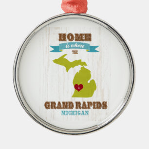 Adorno Metálico mapa de Grand Rapids, Michigan - casero es donde