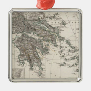 Adorno Metálico Mapa de Grecia por Stieler