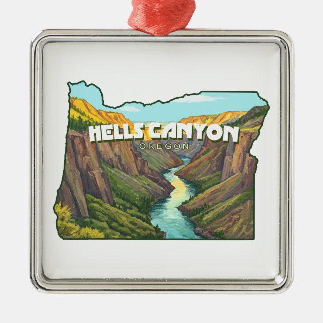 Adorno Metálico Mapa de Hells Canyon Oregon (Frente)