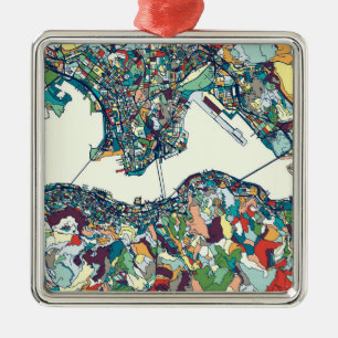 Adorno Metálico Mapa de Hong Kong, China