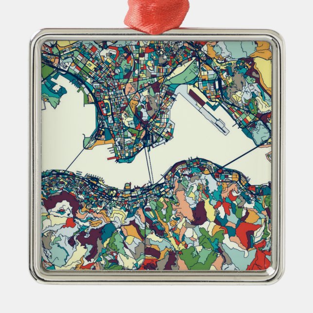 Adorno Metálico Mapa de Hong Kong, China (Frente)