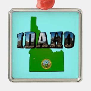 Adorno Metálico Mapa de Idaho, Sello y texto de imagen