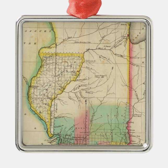 Adorno Metálico Mapa De Illinois (Frente)