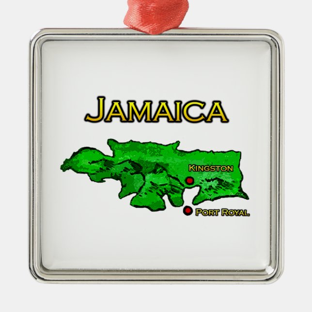 Adorno Metálico Mapa de Jamaica (verde-amarillo-negro) (Frente)