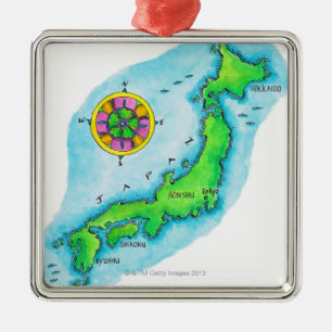 Adorno Metálico Mapa de Japón