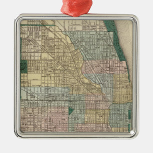 Adorno Metálico Mapa de la ciudad de Chicago