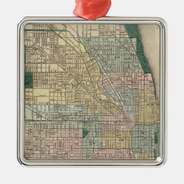 Adorno Metálico Mapa de la ciudad de Chicago (Frente)