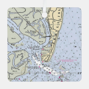 Adorno Metálico Mapa de la costa georgiana de la isla Jekyll