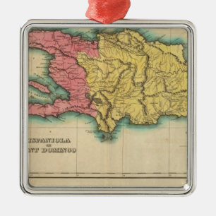 Adorno Metálico Mapa de La Española, o St Domingo