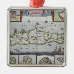Adorno Metálico Mapa de la isla de Candia