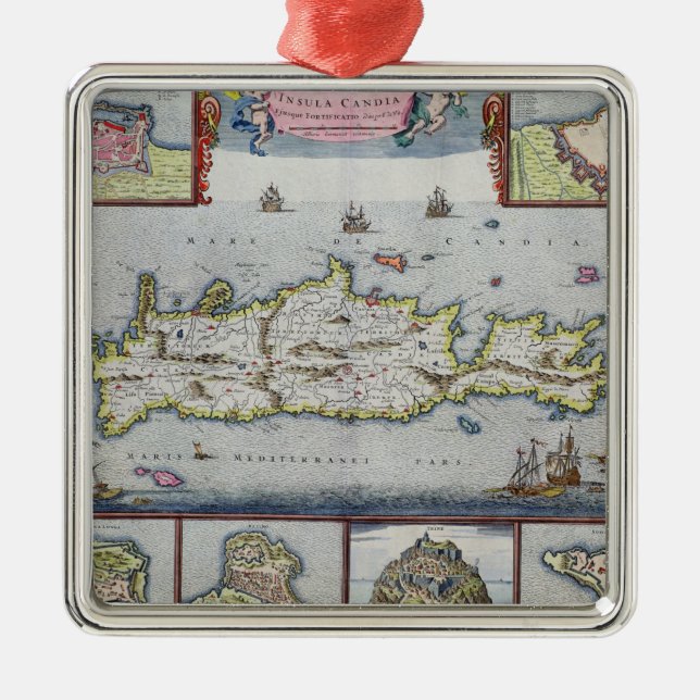 Adorno Metálico Mapa de la isla de Candia (Frente)