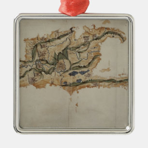 Adorno Metálico Mapa de la isla de Santo Domingo