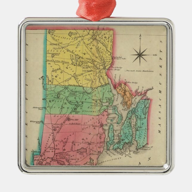 Adorno Metálico Mapa De La Isla Rhode (Frente)
