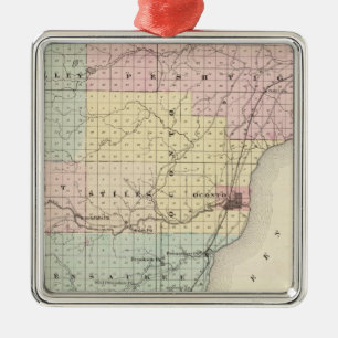Adorno Metálico Mapa de la pieza meridional del condado de Oconto