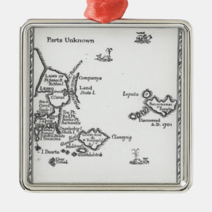 Adorno Metálico Mapa de Laputa, Balnibari, Luggnagg