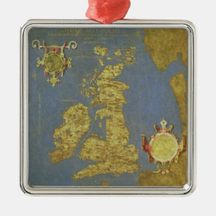 Adorno Metálico Mapa de las islas británicas del siglo XVI