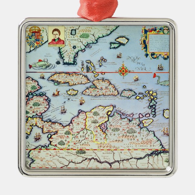 Adorno Metálico Mapa de las islas caribeñas (Frente)