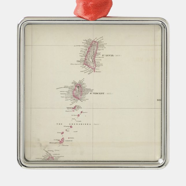 Adorno Metálico Mapa de las islas de barlovento (Frente)