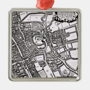 Adorno Metálico Mapa de Loggan de Oxford, Hoja Occidental