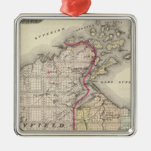Adorno Metálico Mapa de los condados de Ashland y Bayfield