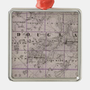 Adorno Metálico Mapa de los condados de Douglas y Papa, Minnesota