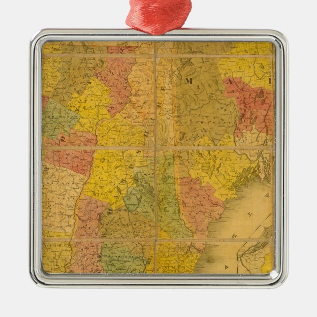 Adorno Metálico Mapa de los Estados de Nueva Inglaterra (Frente)
