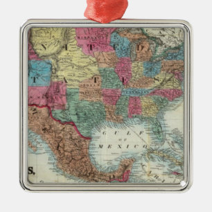 Adorno Metálico Mapa de los Estados Unidos, Canadá, México