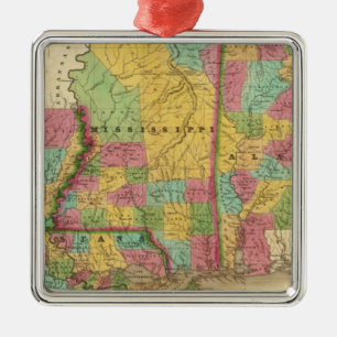 Adorno Metálico Mapa de Louisiana Mississippi y Alabama