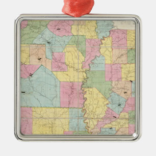 Adorno Metálico Mapa de Mississippi, Louisiana y Arkansas