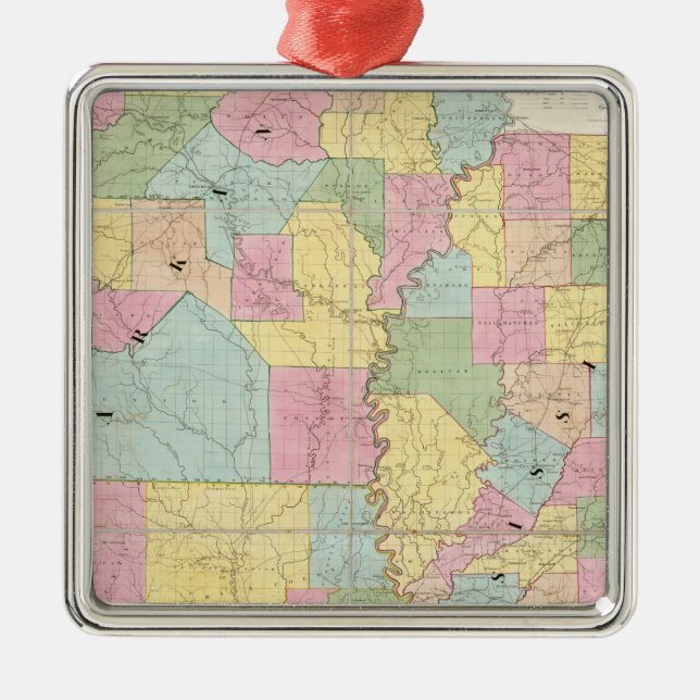 Adorno Metálico Mapa de Mississippi, Louisiana y Arkansas (Frente)